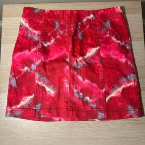 Free People Red tie dye mini skirt